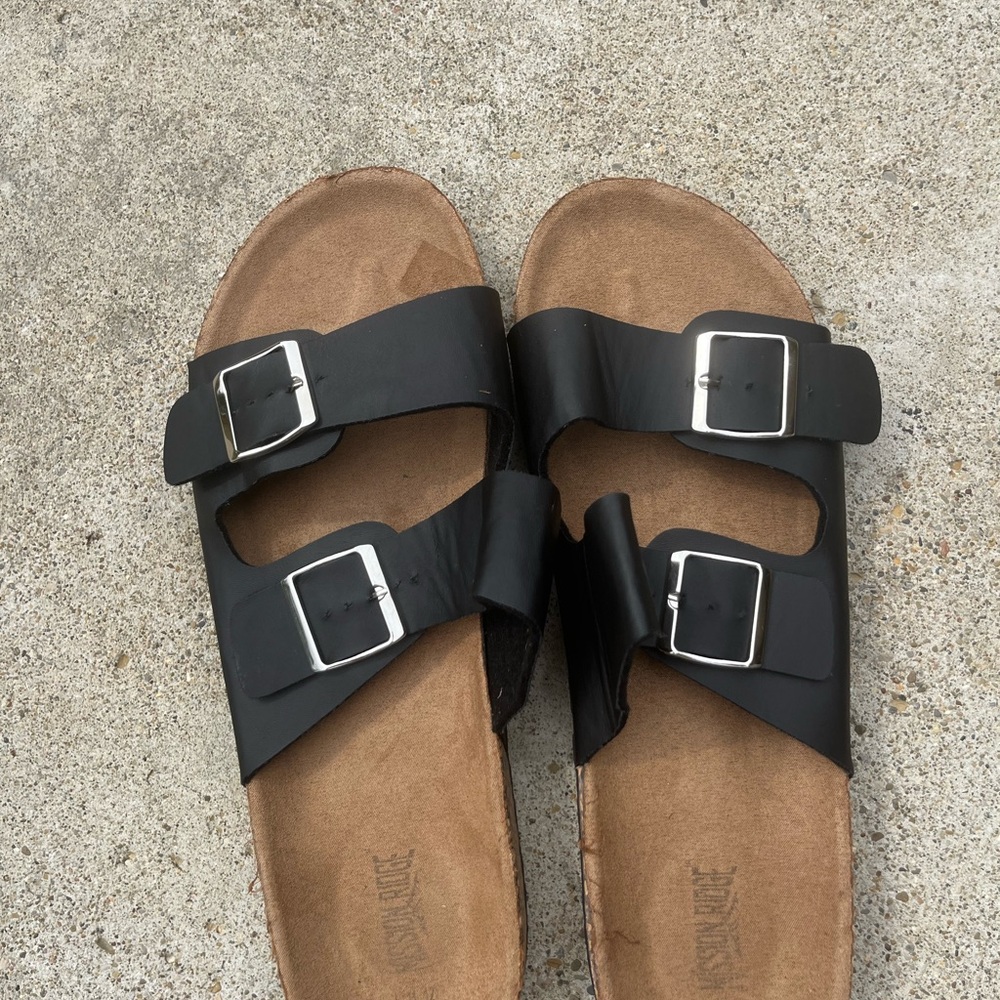 Black Double Buckle Sandals